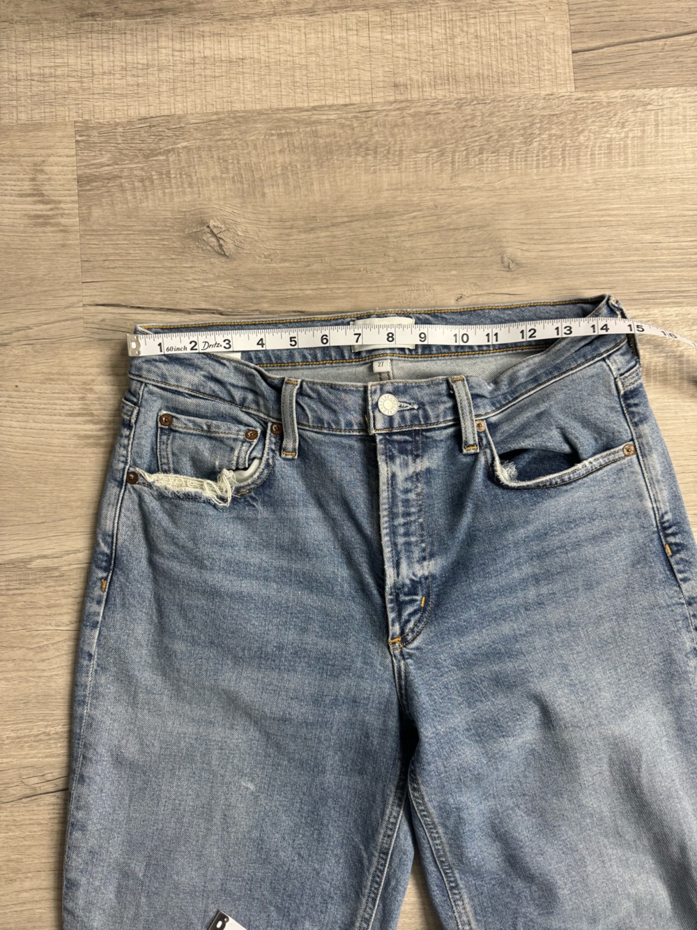 AGOLDE High Rise Distressed Straight Leg Jeans Size 27 Light Wash - Picture 5 of 8